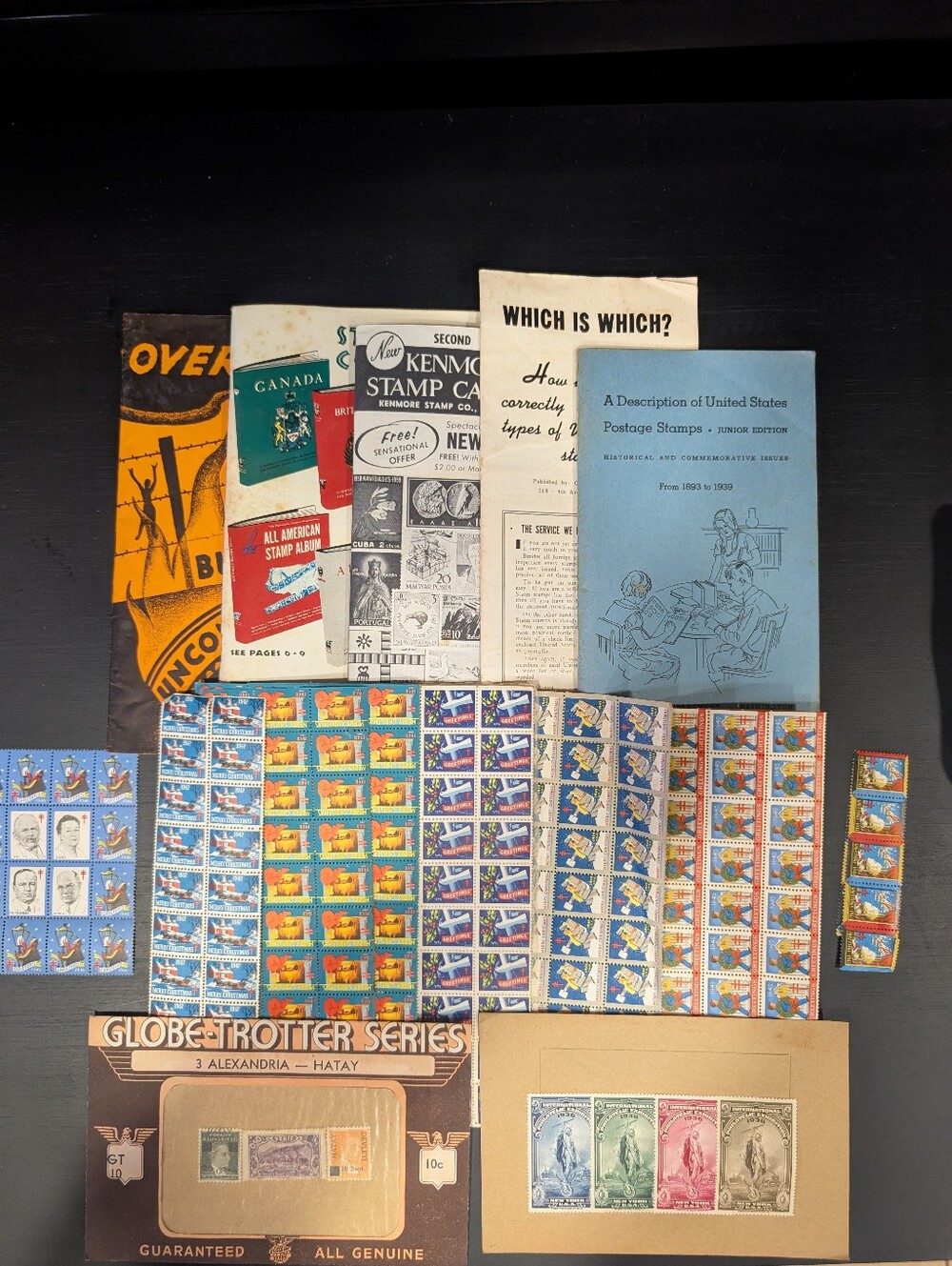 Large Lot of 4 Books 1930's Assorted Christmas Seals 3 Globe-Trotter Stamps +